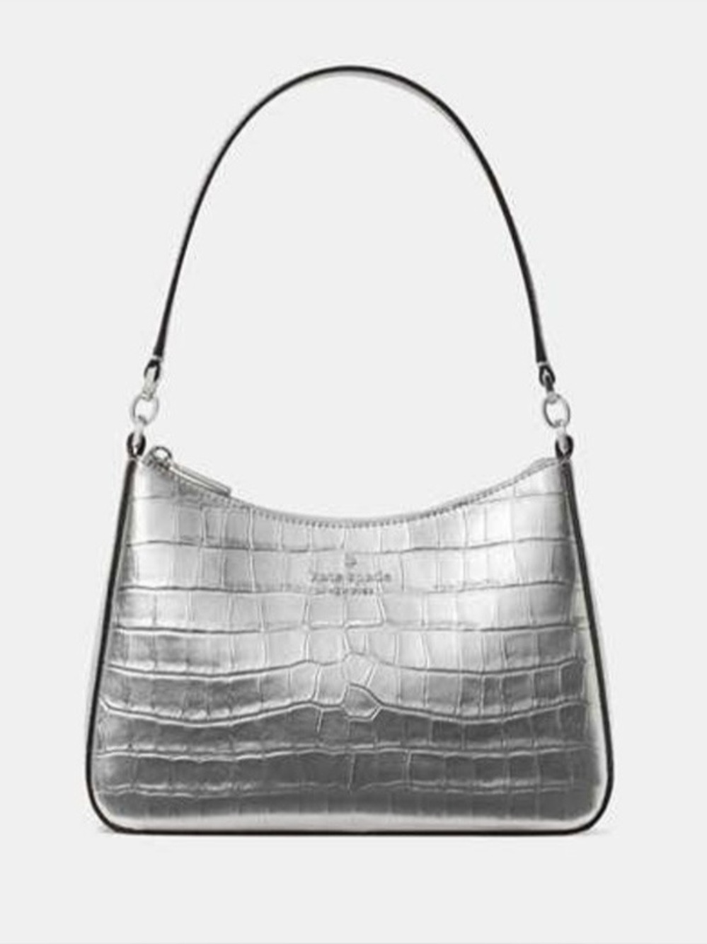 kate spade Silver Croc-Embossed Shoulder Bag